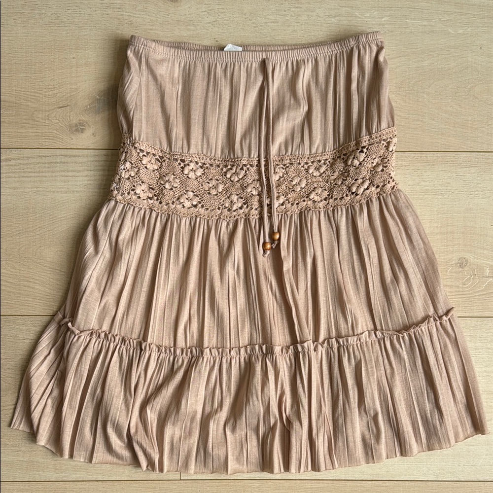 Tan A-Line Boho Skirt